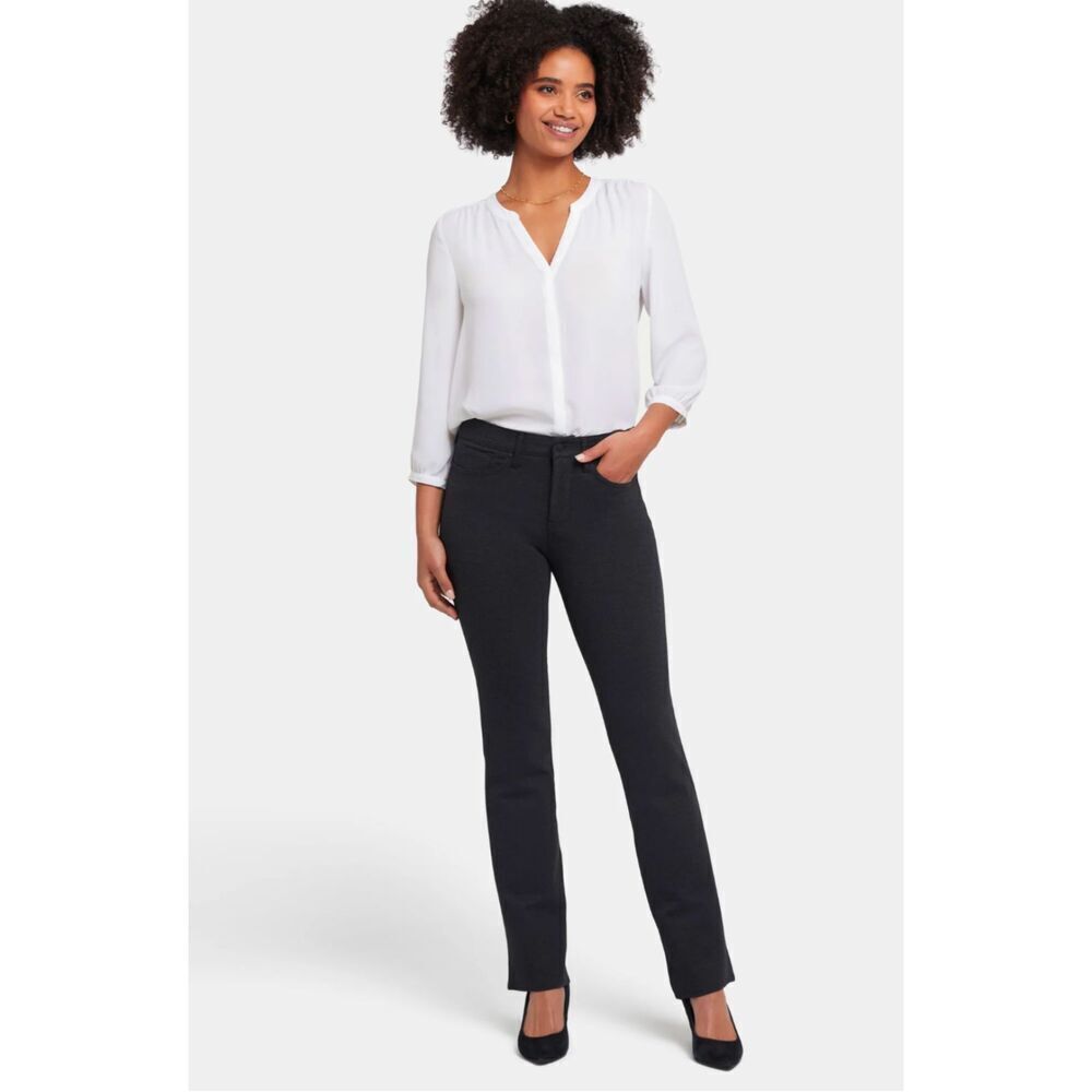 NYDJ Marilyn Straight Sculpt Her Gray Stretch Ponte Knit Cropped Ankle Pants 16